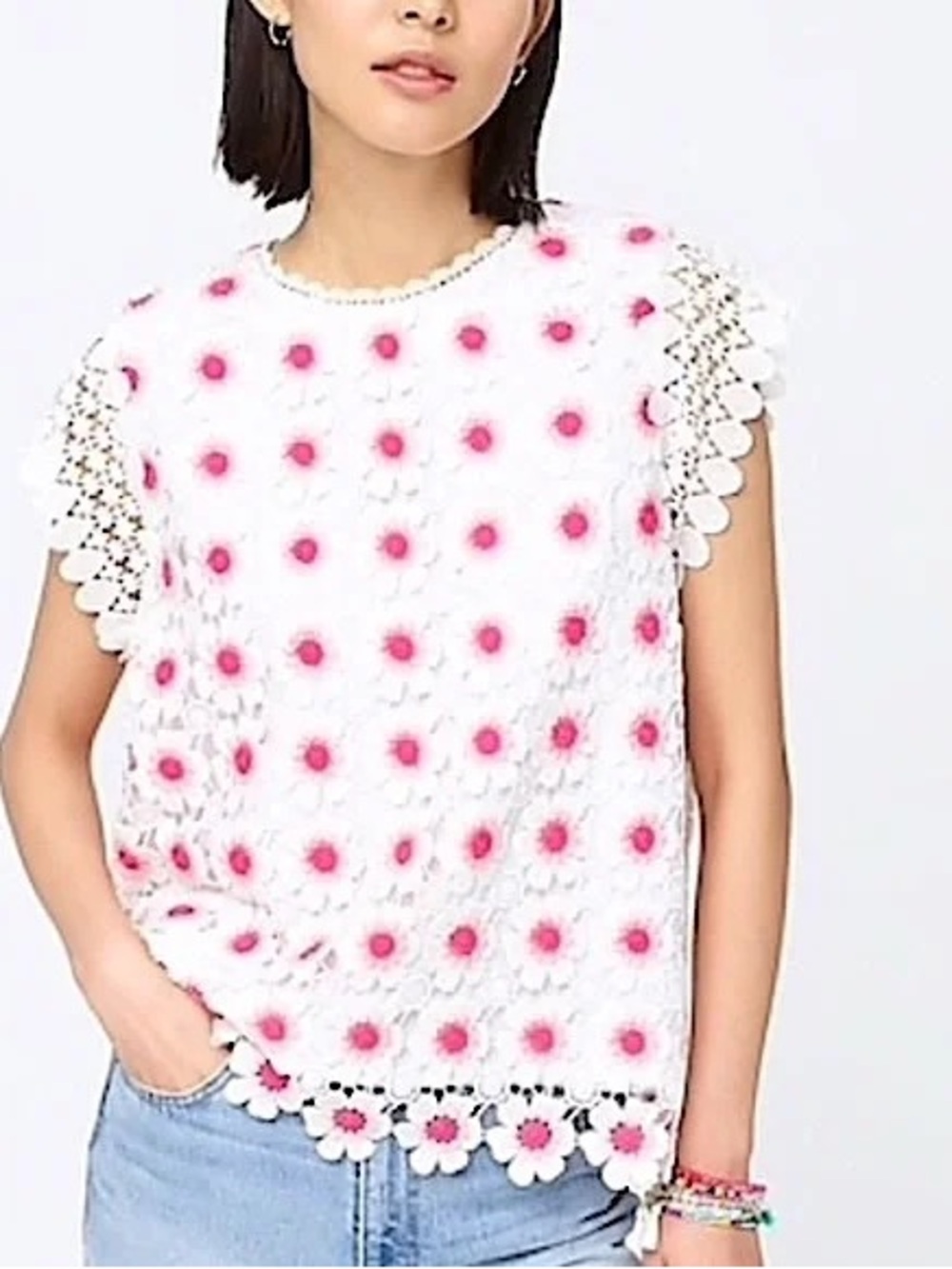 J. Crew Crochet Mosaic Floral Lace Top